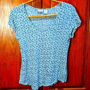 Tabitha Webb M 100% linen‎ heather grey micro heart short sleeve jersey top